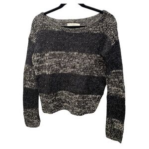 Loft horizontal lines and sequins black and white knitted sweater
